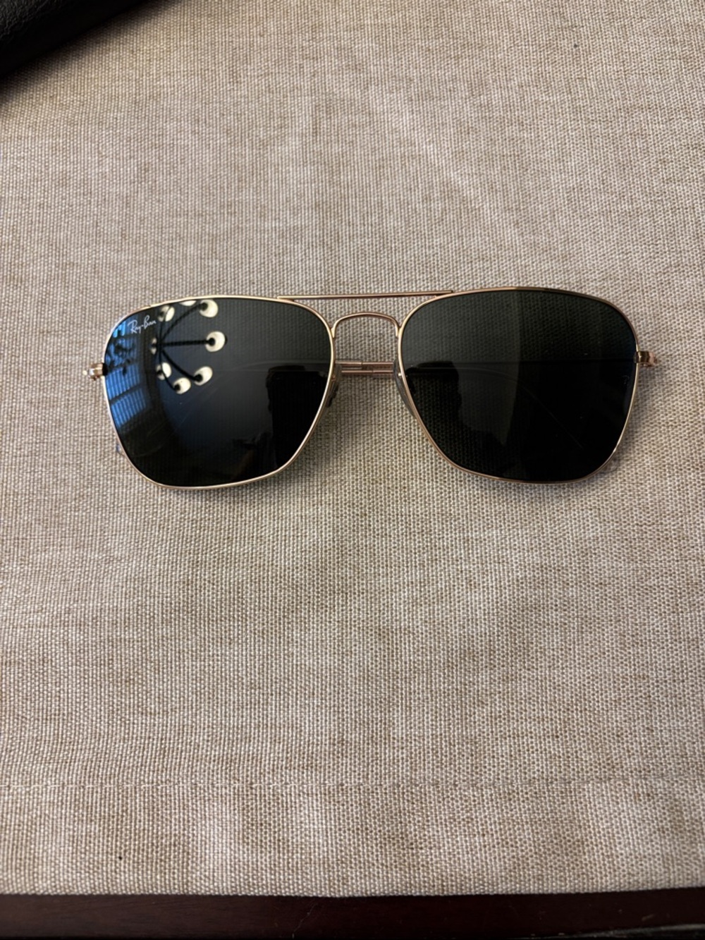 Ray-Ban Gold Frame Sunglasses with Dark Green Lenses